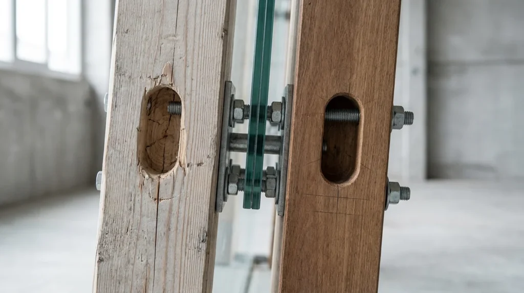 Glasplatten holzrahmen befestigungspunkte