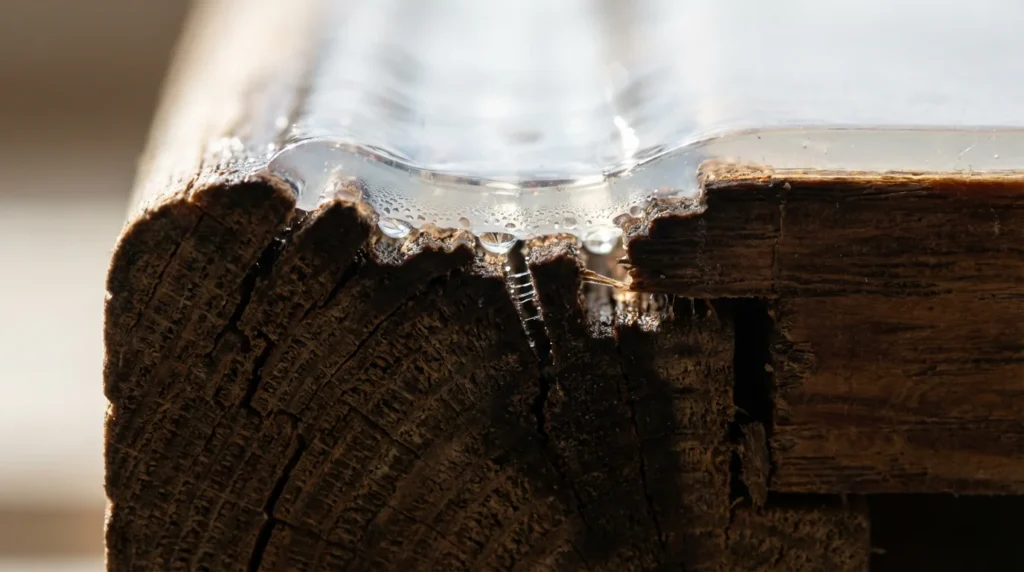 Holzfensterrahmen wasserschaden nahaufnahme