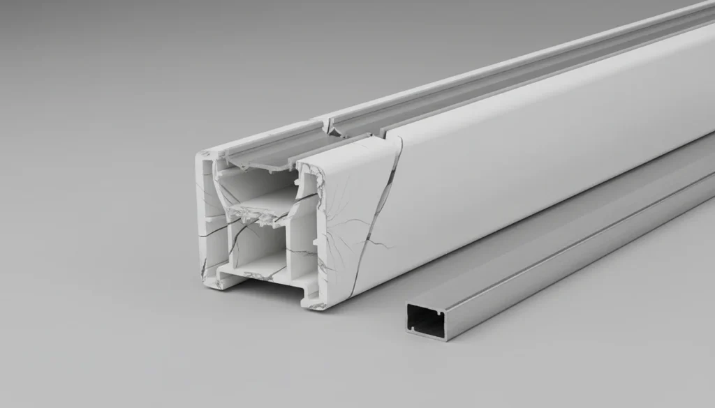 Verformter pvc fensterrahmen ecke